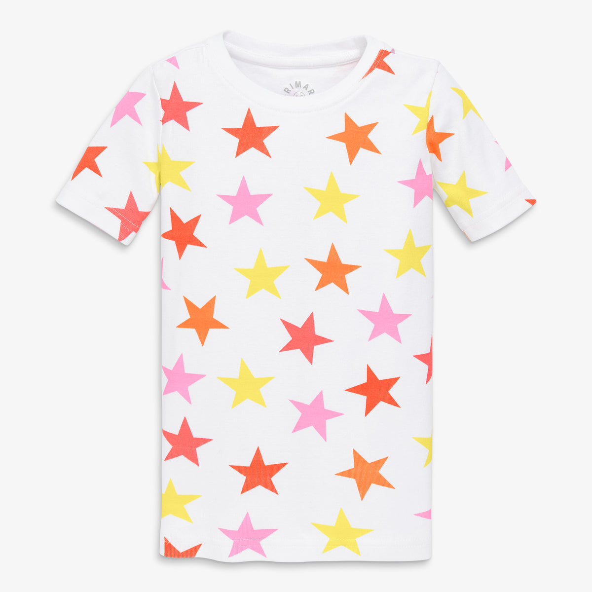 Clearance kids organic short sleeve pj top in cutout star in watermelon-stars