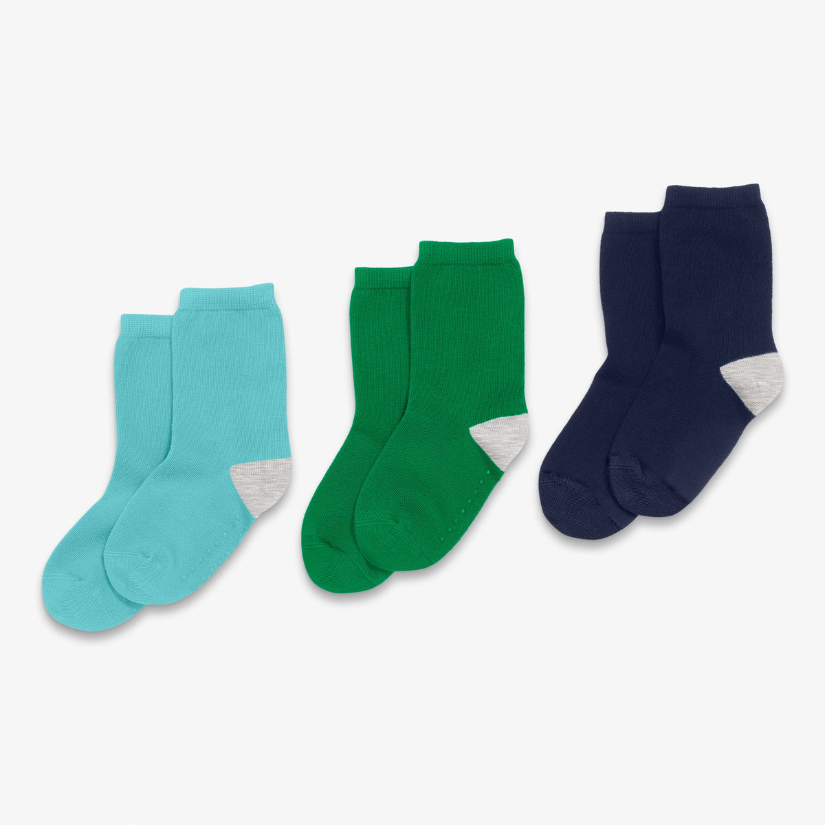 Kids crew sock 3-pack in solid colors in cool-mix