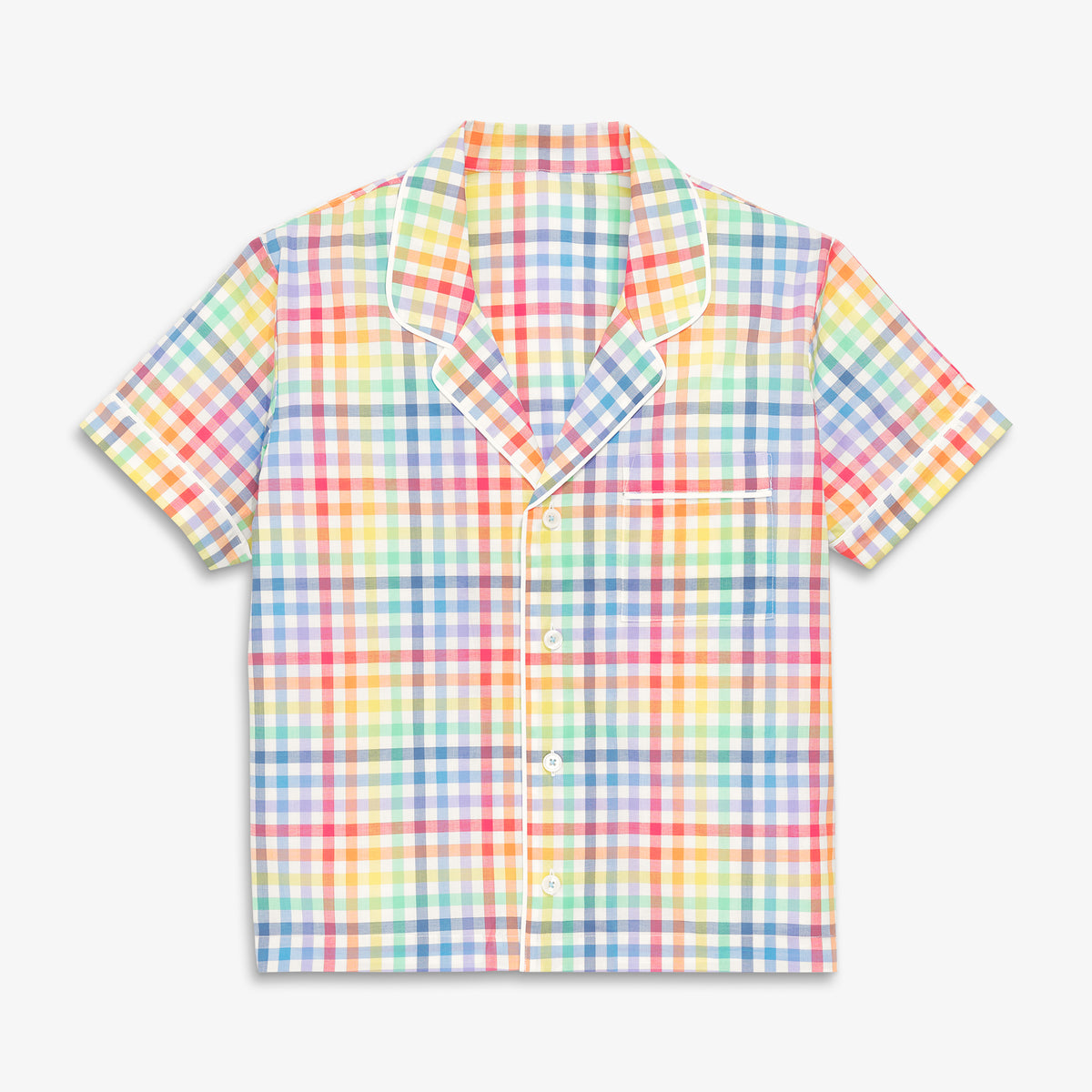 Clearance women's fit PJ top in rainbow plaid in ivory-rainbow-plaid