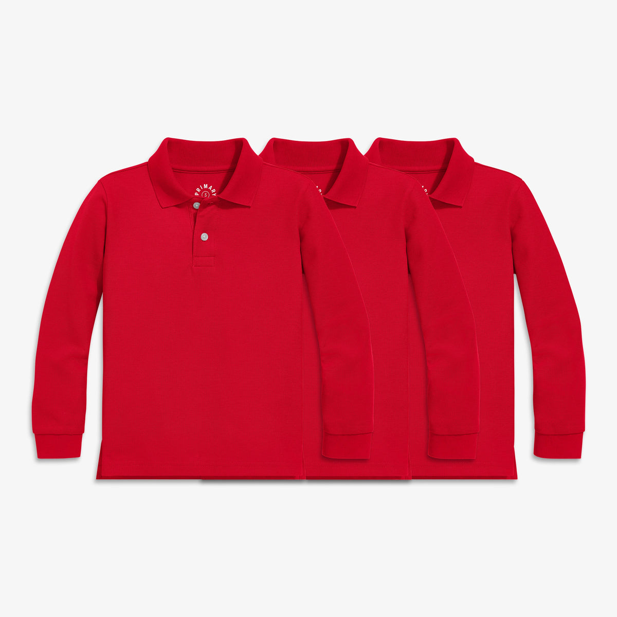 Kids long sleeve pique polo 3-pack