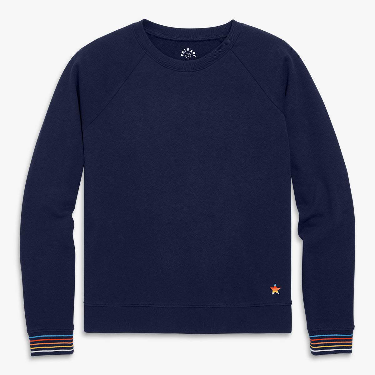 Clearance women's fit embroidered stripe trim sweatshirt in navy