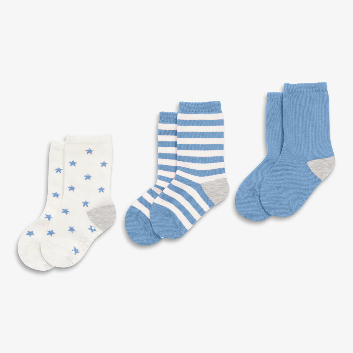 Clearance kids crew sock 3-pack in vintage-blue-mix