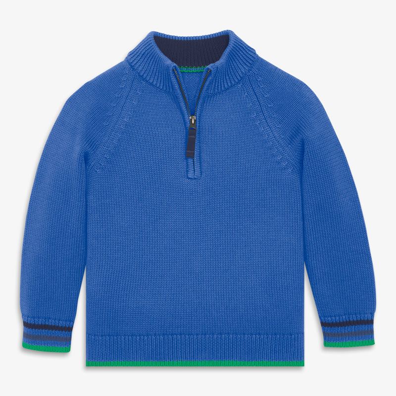 Kids quarter zip sweater in blueberry