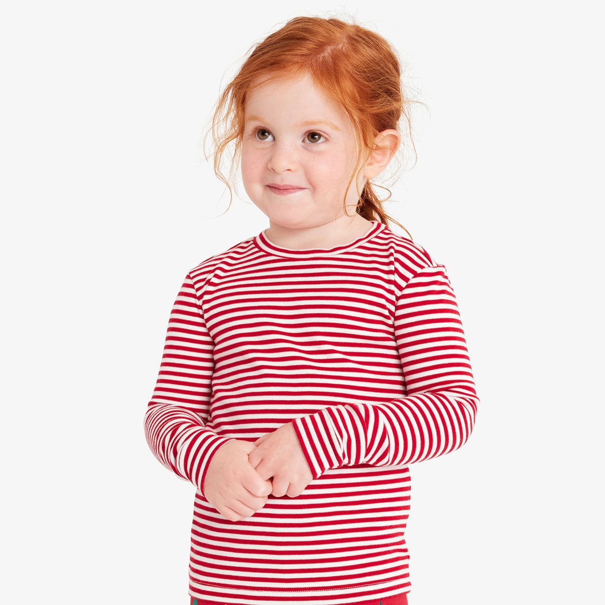 Clearance kids organic long sleeve PJ top in stripe