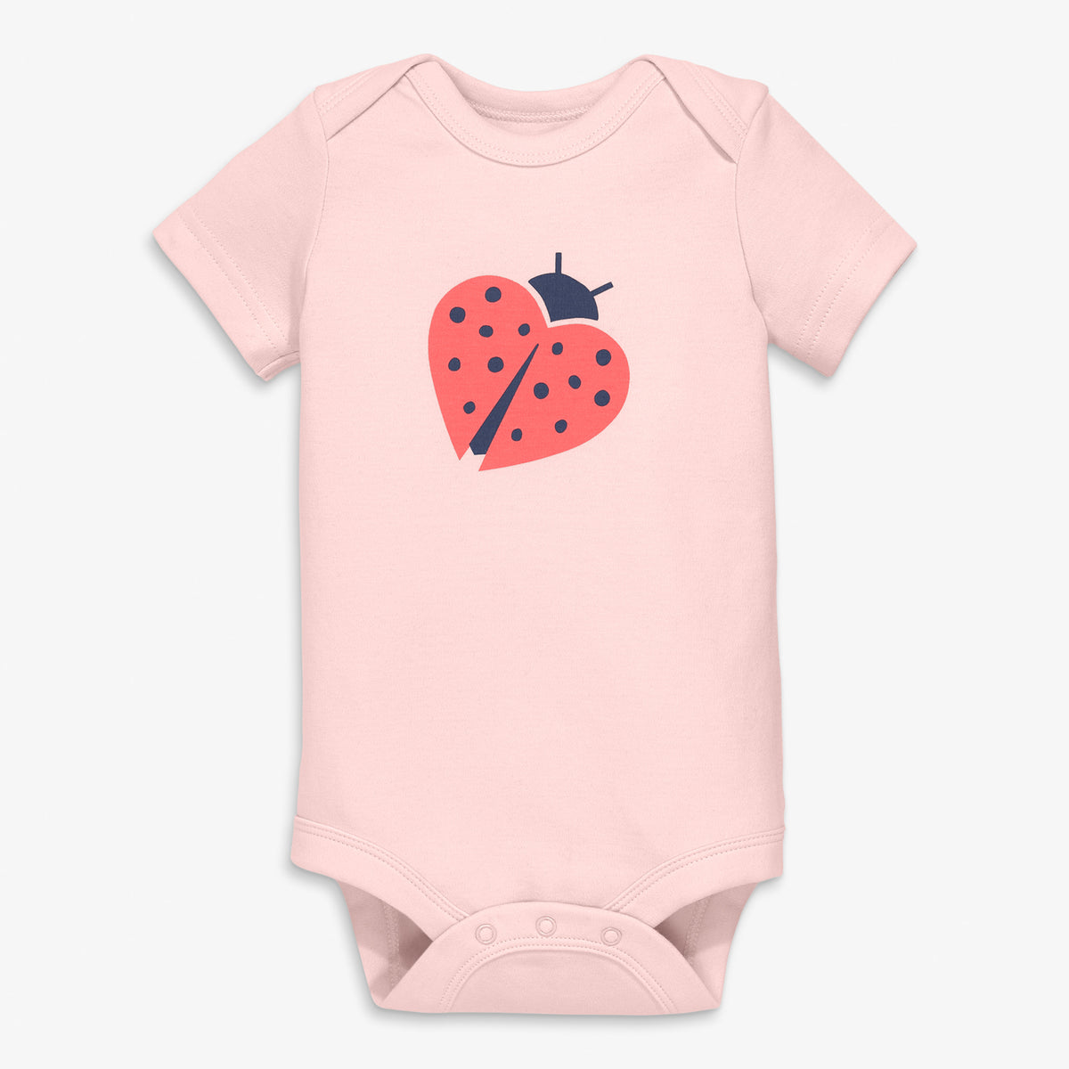Organic short sleeve ladybug babysuit in light-blossom-ladybug