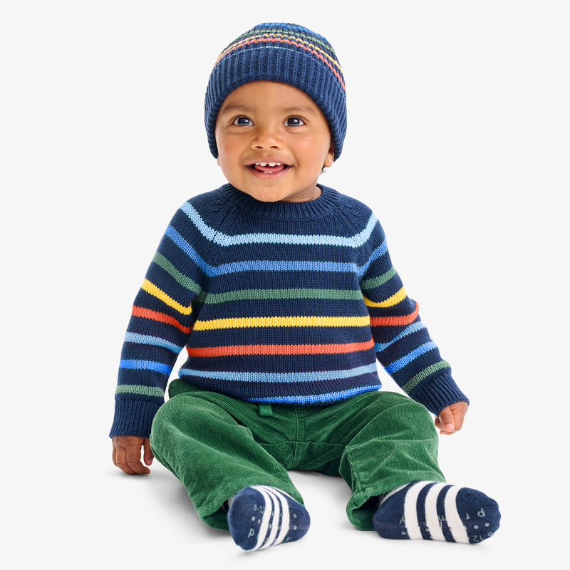 Baby sweater in multi-stripe