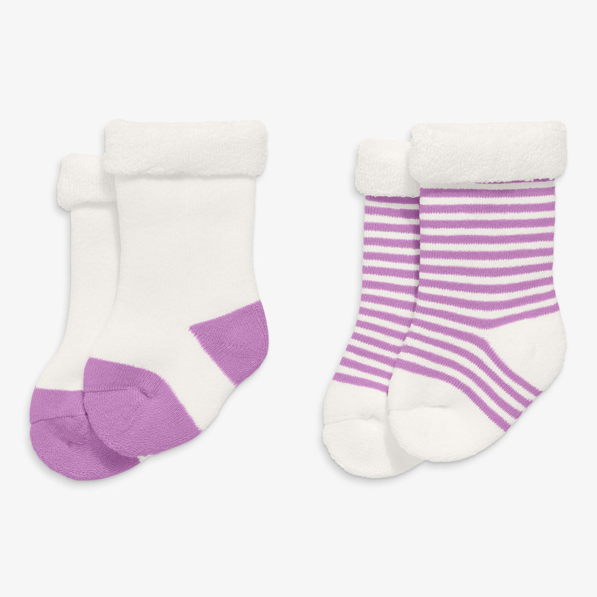 Clearance baby's first sock 2-pack in stripe in lavender