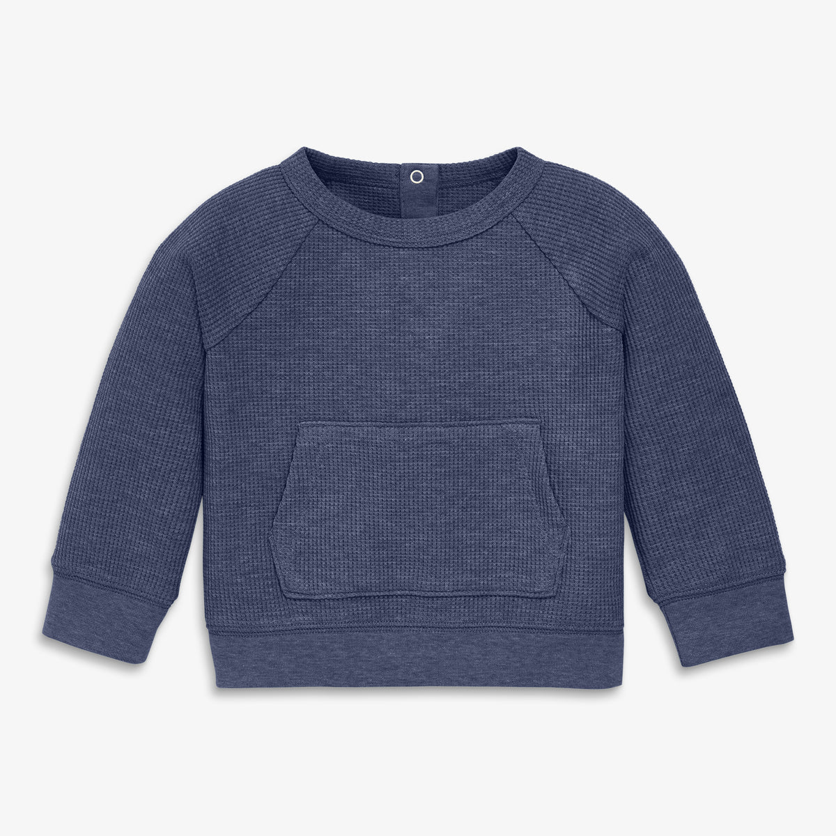 Baby heathered waffle pocket tee in heather-navy