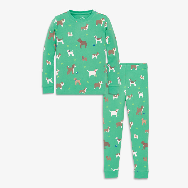 Kids organic PJ set in dog park