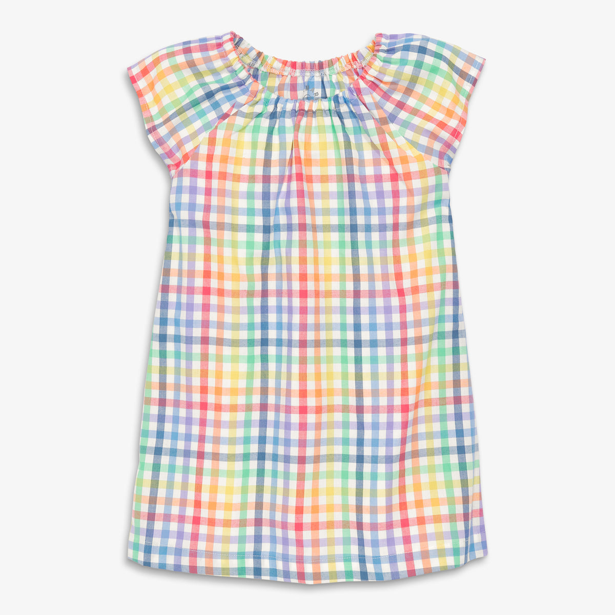 Clearance kids nightgown in rainbow plaid in ivory-rainbow-plaid
