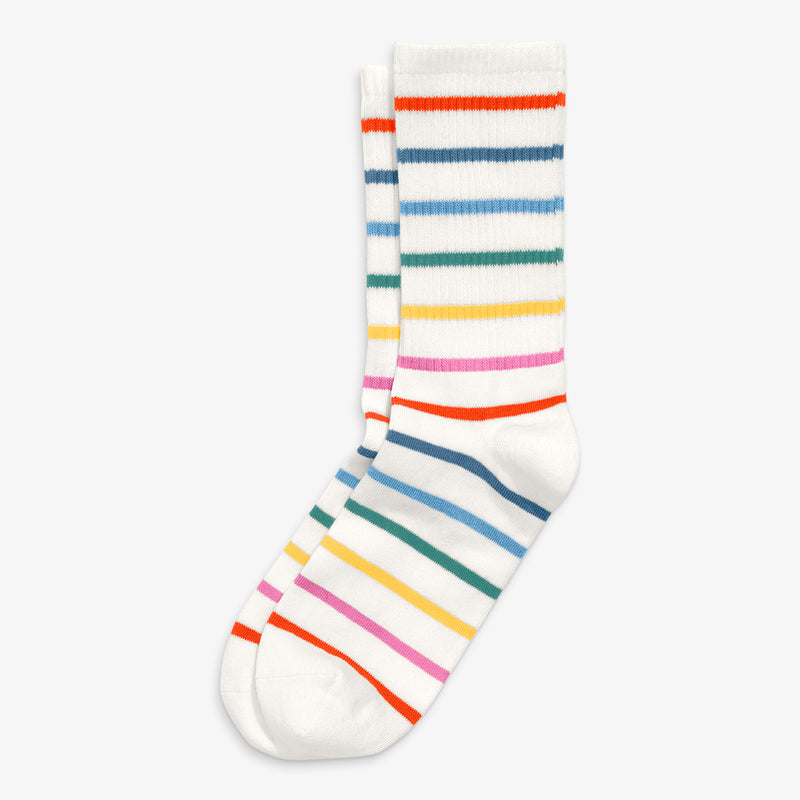 Adult athletic sock in rainbow stripe