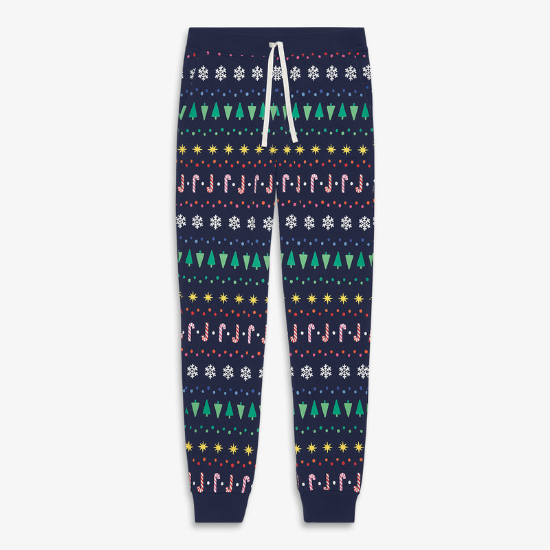 Unisex fit organic PJ pant in rainbow fair isle