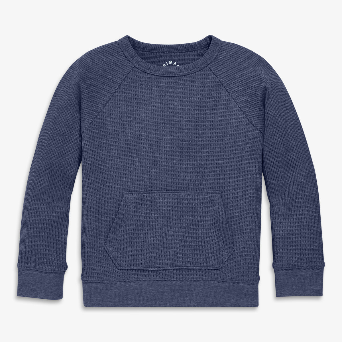 Kids heathered waffle pocket tee in heather-navy