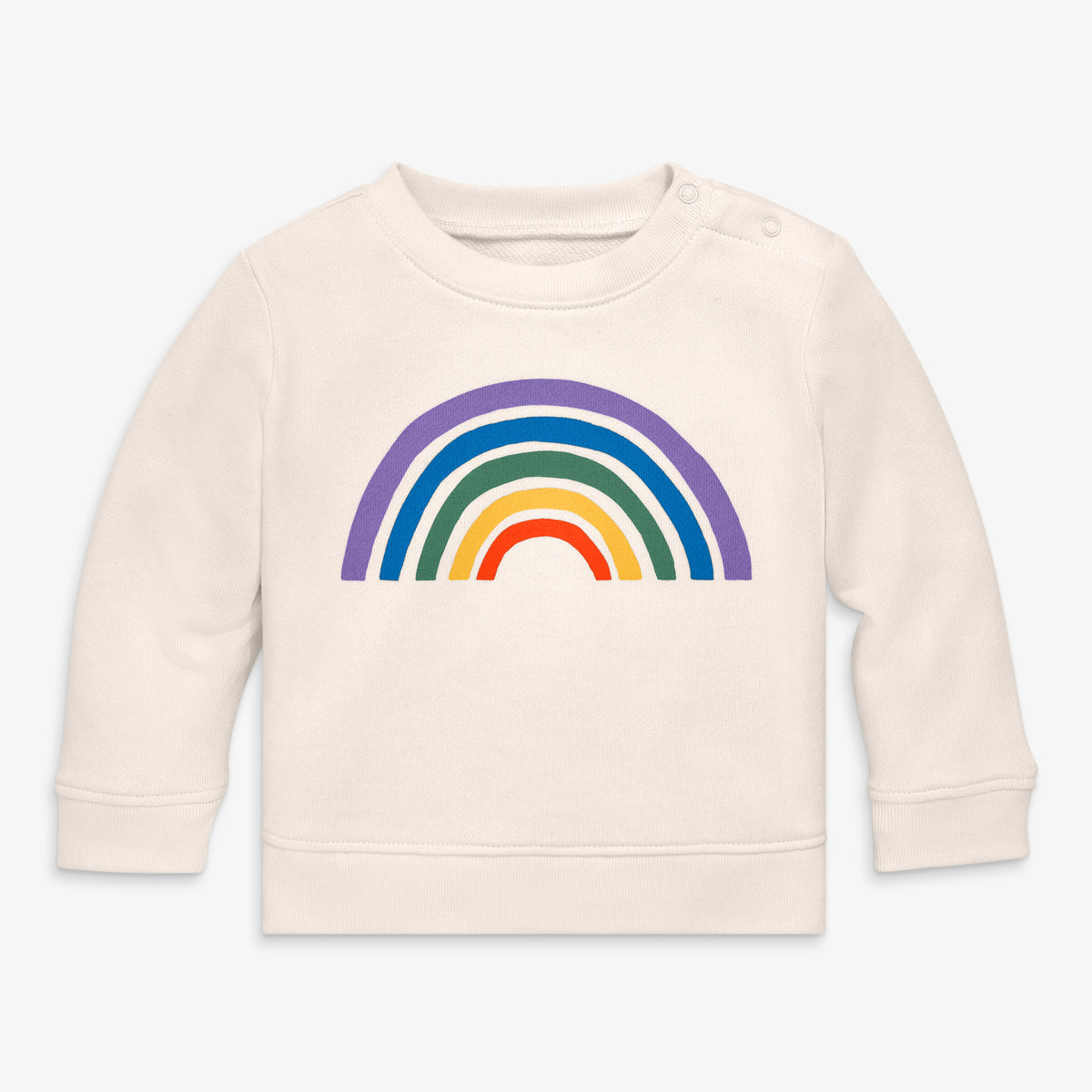Clearance baby rainbow sweatshirt in oat-rainbow-graphic