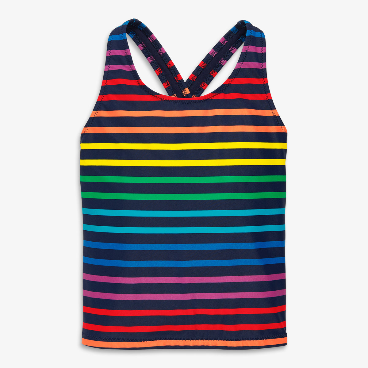 Clearance kids swim top in double rainbow stripe