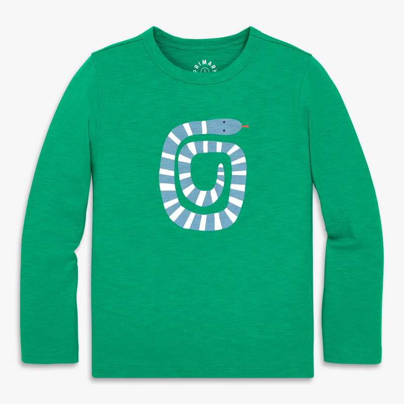 Kids long sleeve inchworm tee in green-bean-inchworm