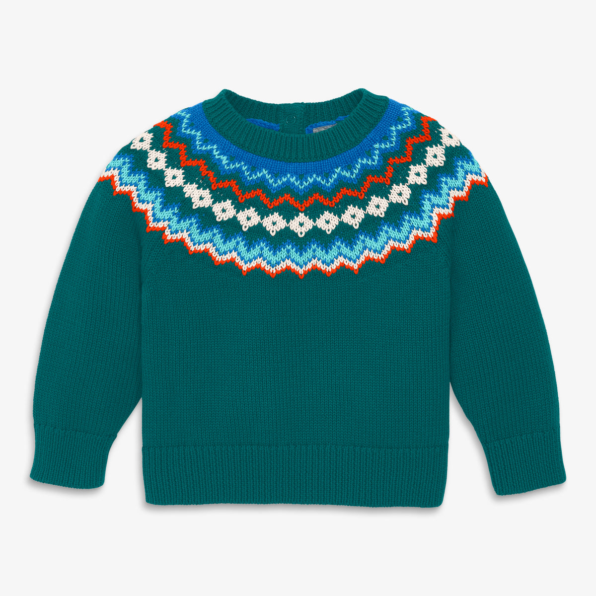 Baby sweater in fair isle in spruce-rainbow-fairisle