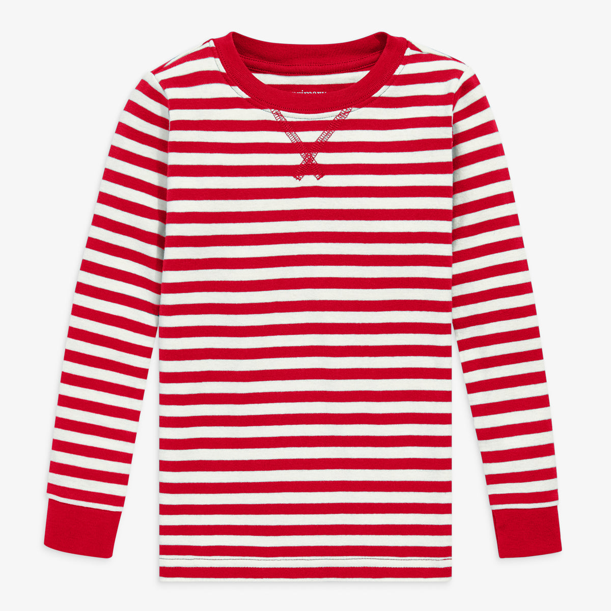 Clearance kids organic pj top in stripe in cherry-ivory-stripe