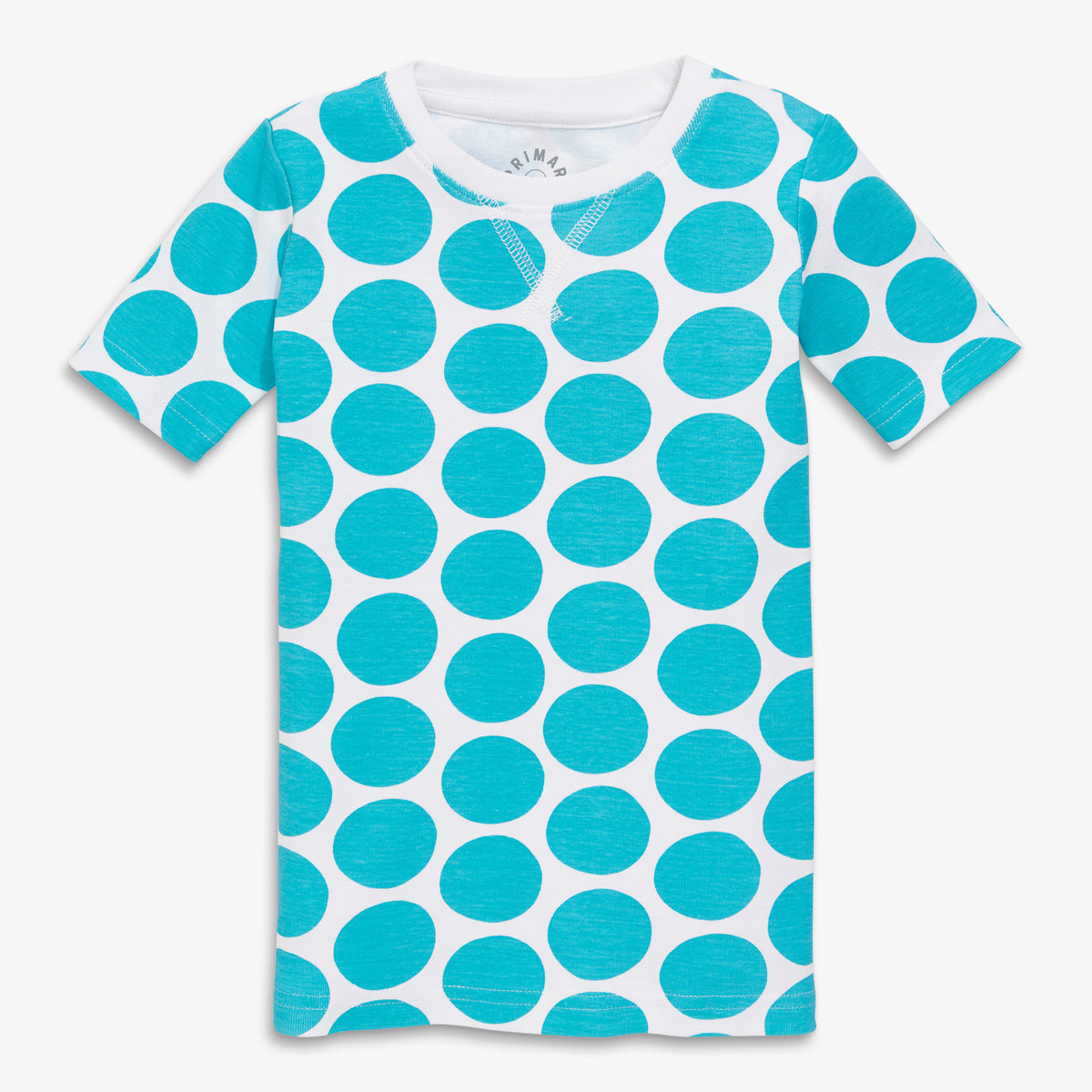 Clearance kids organic short sleeve pj top in cutout dot in peacock-cutout-dot