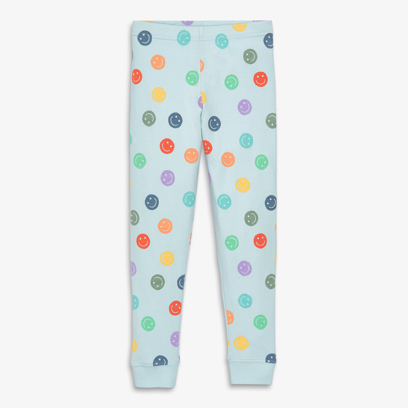 Kids organic PJ pant in happy faces in saltwater-happy-faces