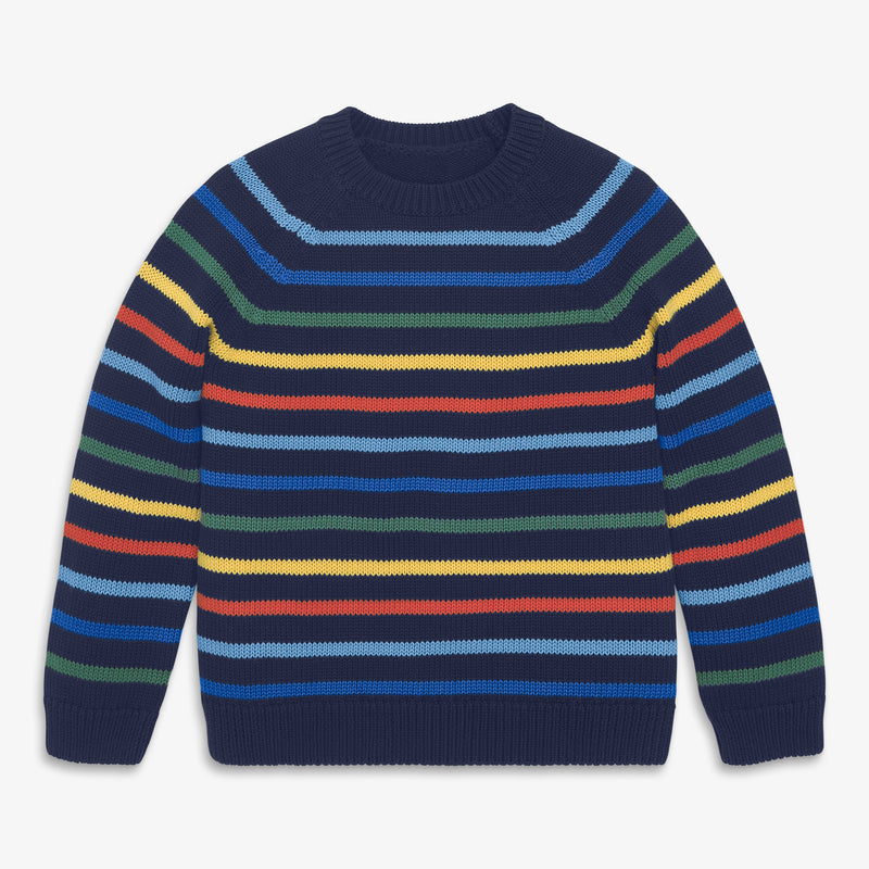 Kids sweater in multi-stripe in navy-knit-multi-stripe