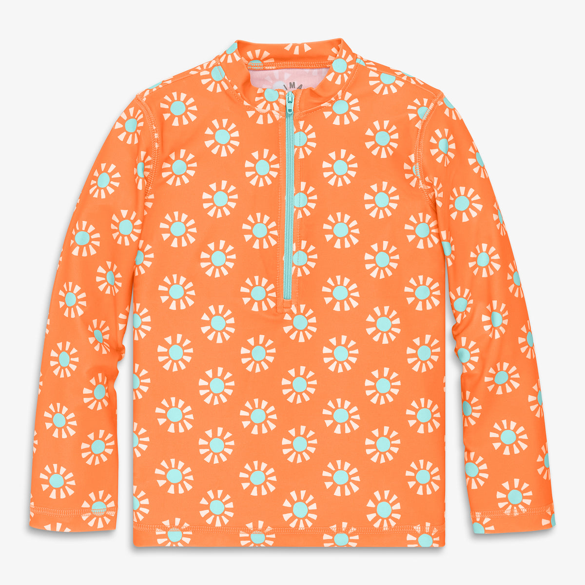 Clearance kids long sleeve half-zip rash guard in cutout suns in cantaloupe-cutout-suns