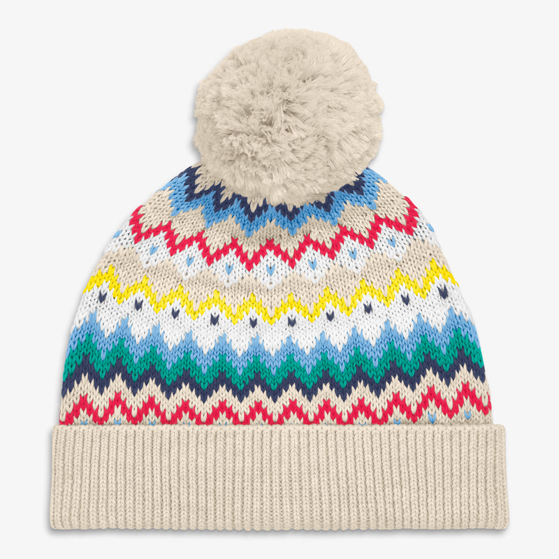 Kids knit beanie in rainbow fair isle