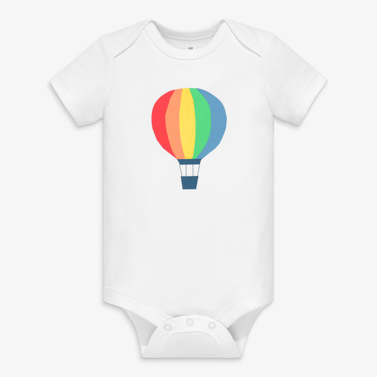 Organic short sleeve hot air balloon babysuit in white-hot-air-balloon