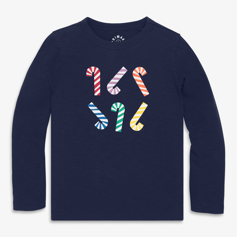 Kids long sleeve rainbow candy canes tee