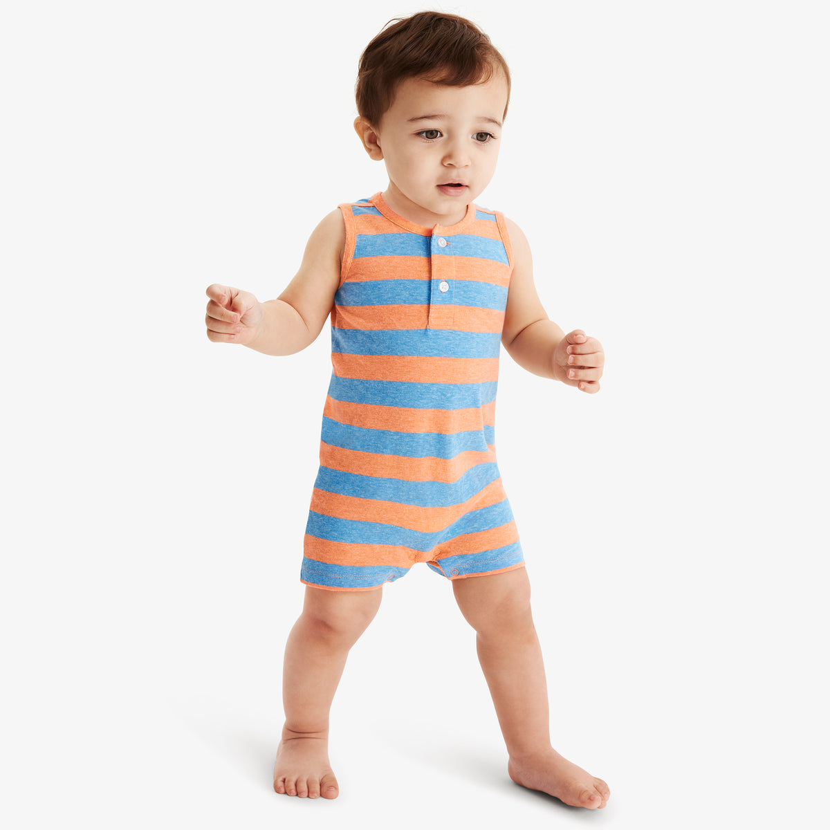 Clearance baby heathered henley shortie in stripe