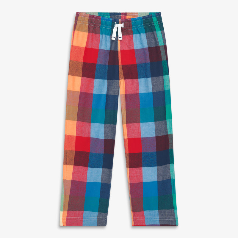 Kids flannel PJ pant in rainbow plaid in rainbow-plaid