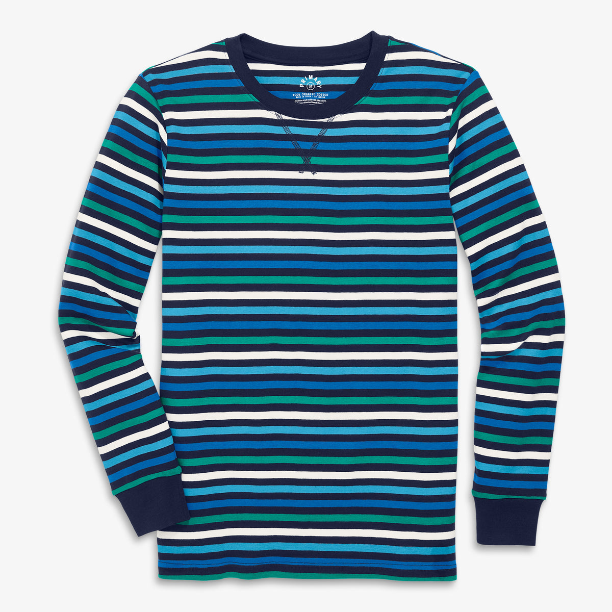 Clearance unisex fit organic pj top in winter stripe in winter-stripe