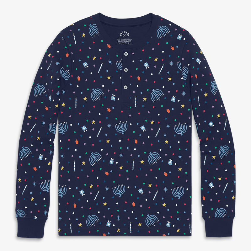 Unisex fit organic PJ top in rainbow of lights