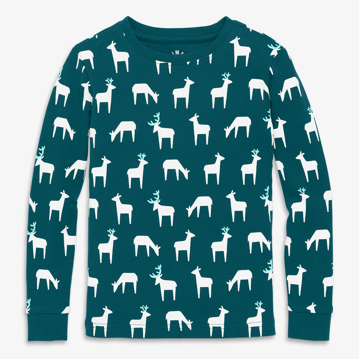 Clearance kids organic long sleeve pj top in forest friends in forest-reindeer