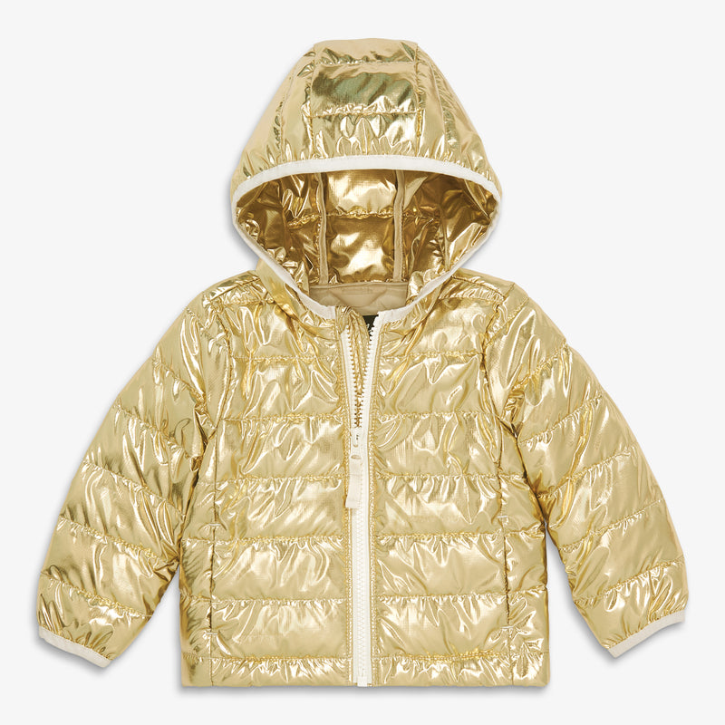 Baby lightweight puffer jacket in metallic
