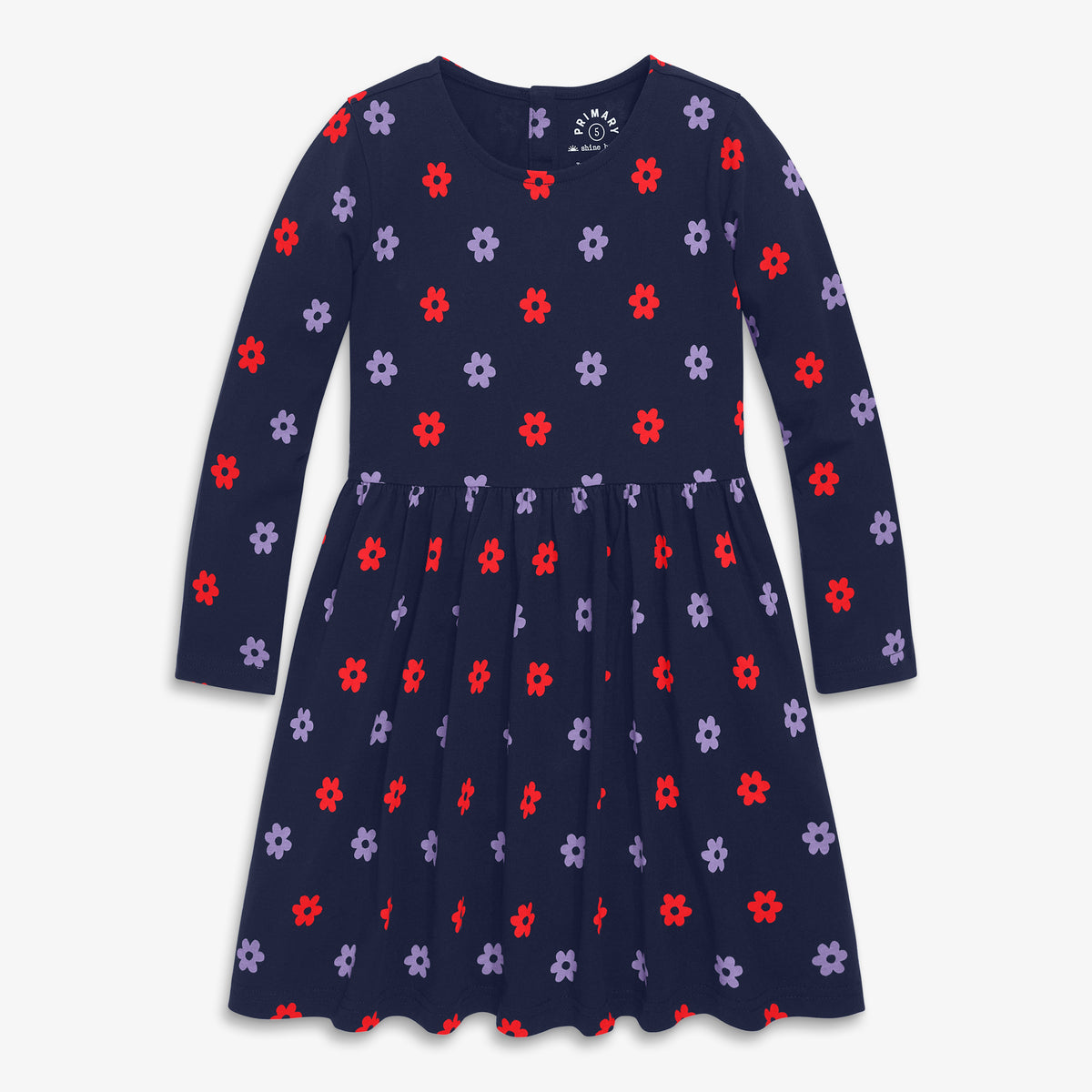 Clearance kids long sleeve perfect pocket dress in violet blooms