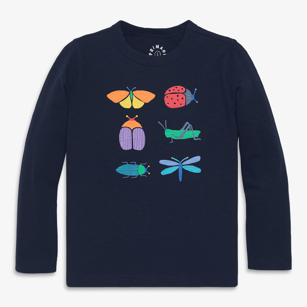 Kids long sleeve critter tee in navy-critter