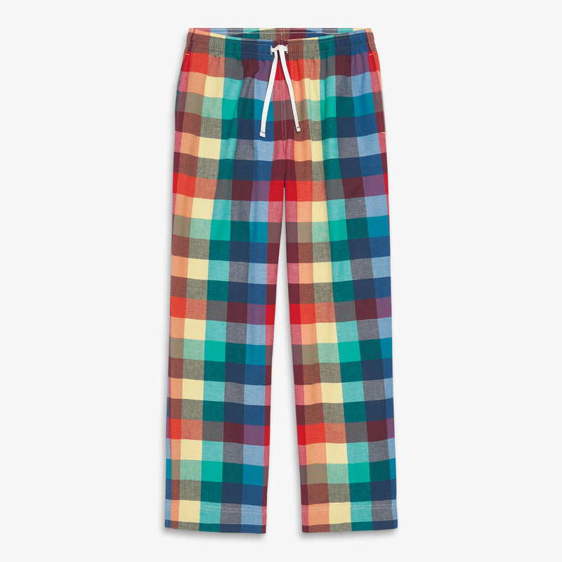 Unisex fit flannel PJ pant in rainbow plaid