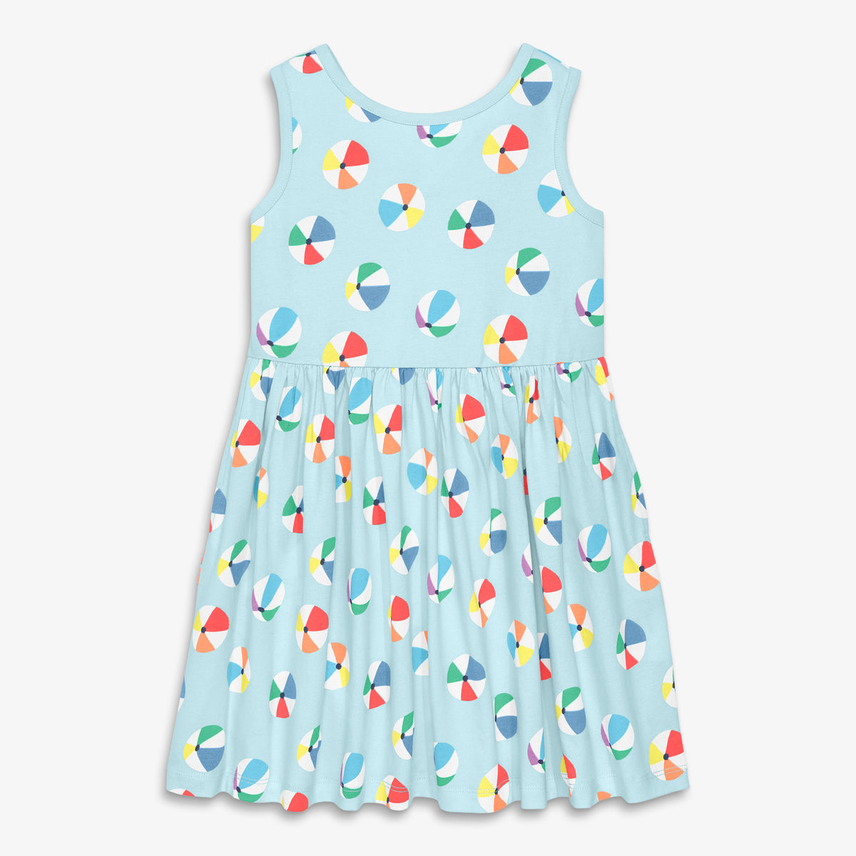 Clearance kids cross-back tank dress in beach balls