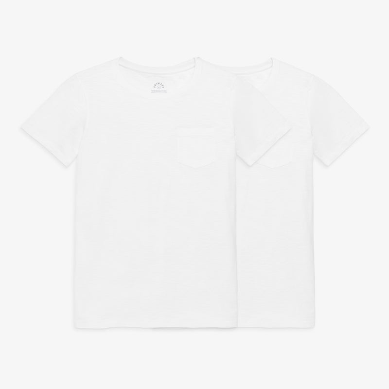 Unisex fit pocket tee 2-pack in white