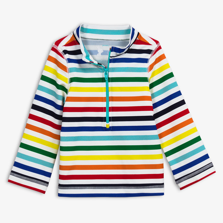 Clearance baby rash guard in rainbow stripe in rainbow-ivory