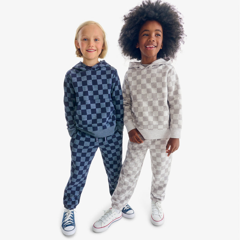 Kids cozy fleece sweatpant in checkerboard