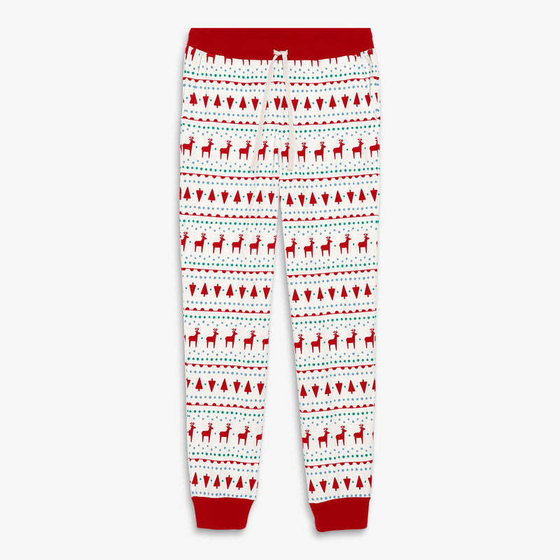 Unisex fit organic PJ pant in reindeer fair isle