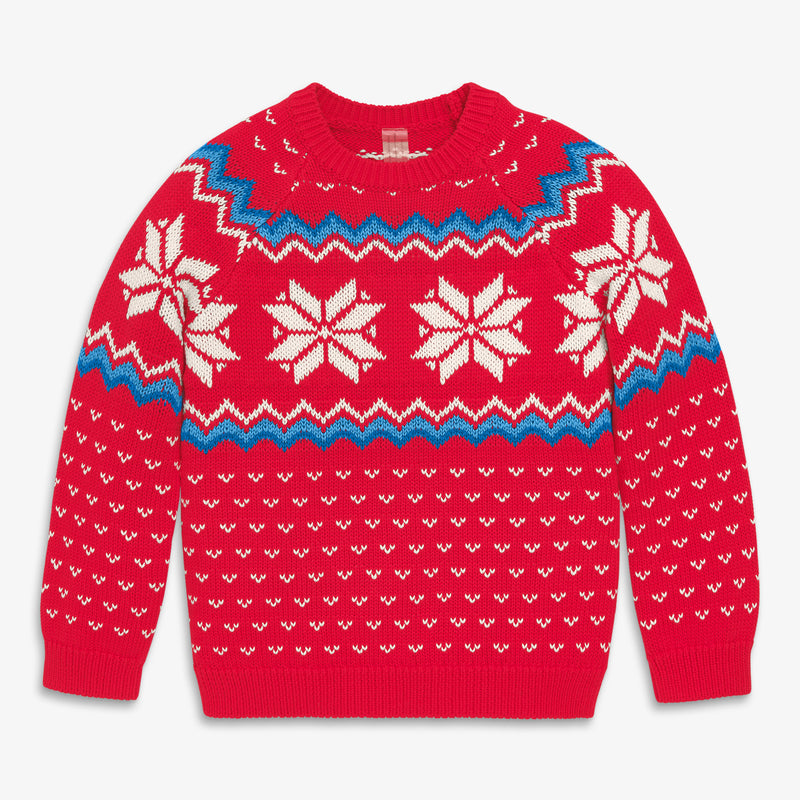 Kids snowflake fair isle sweater in lollipop-snowflake-fair-isle