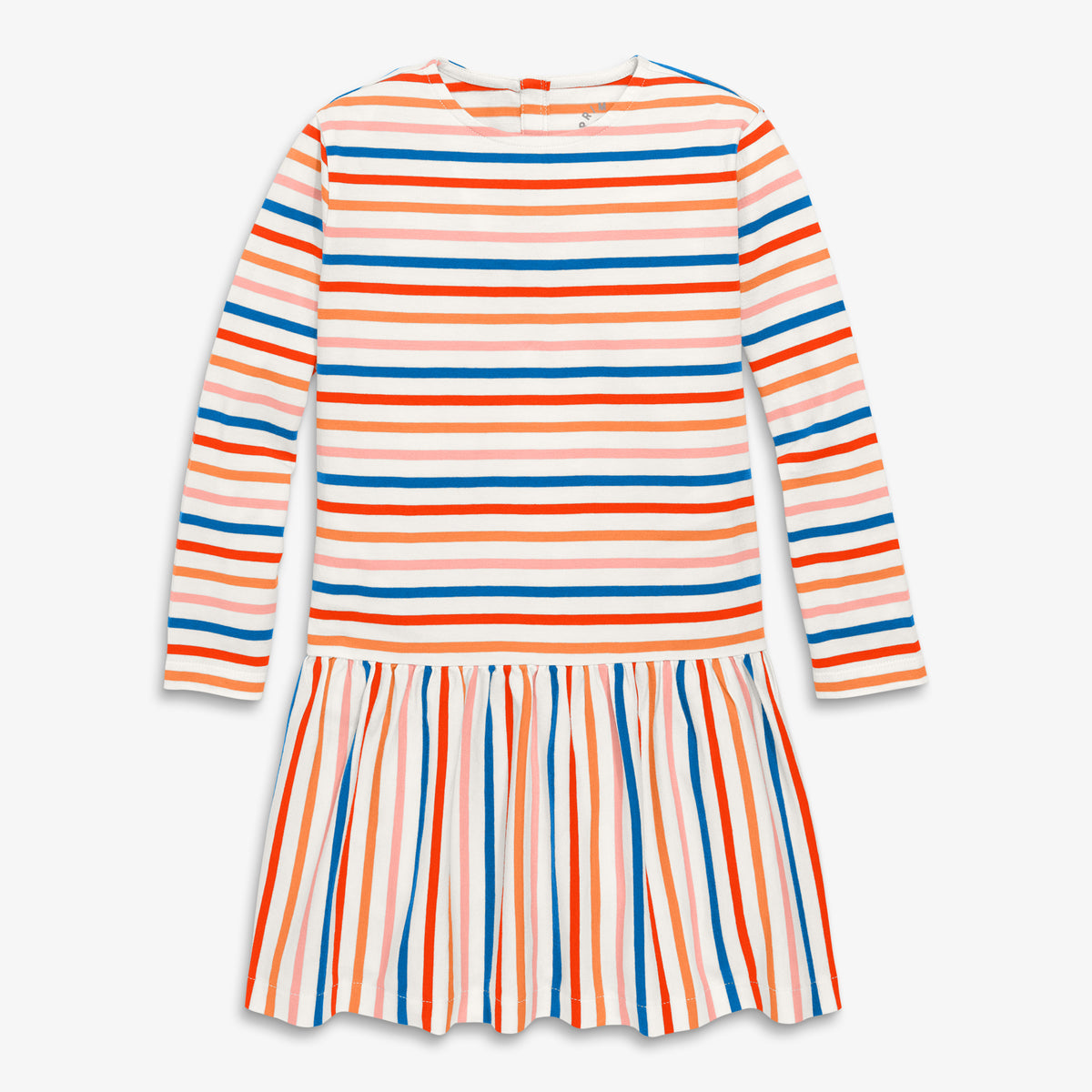 Clearance kids explorer dress in multi-stripe in ivory-tonal-stripe