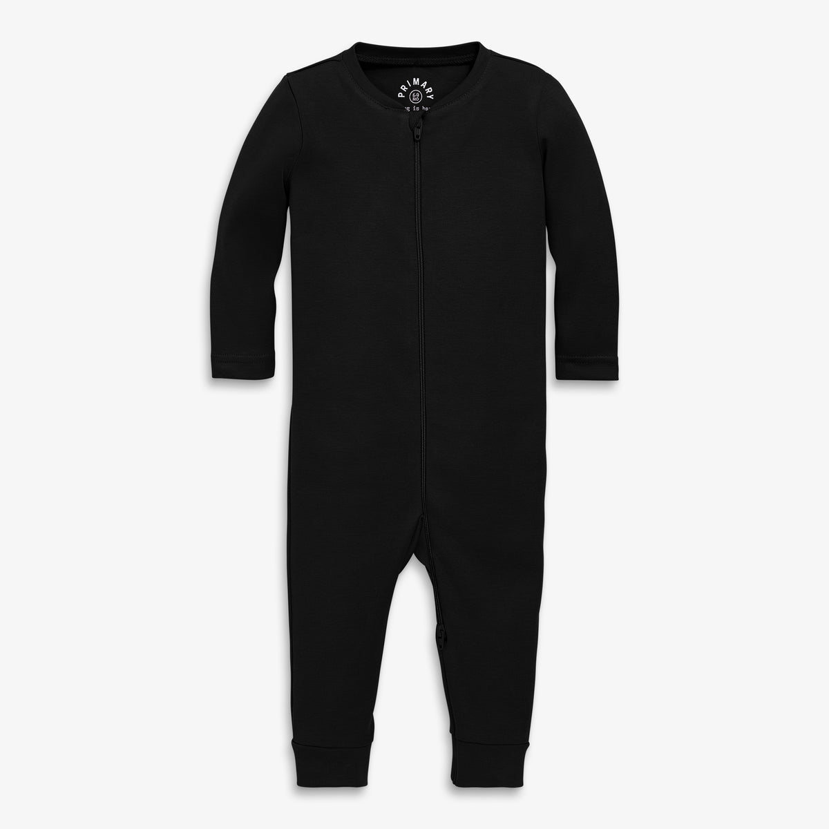Baby organic zip romper in solids in black