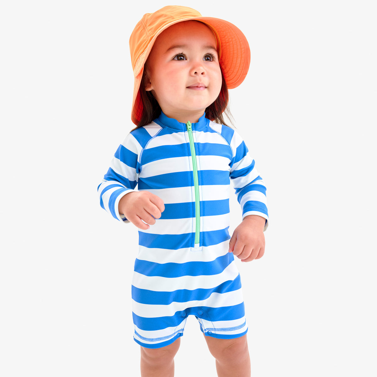 Clearance baby one-piece rash guard in stripe