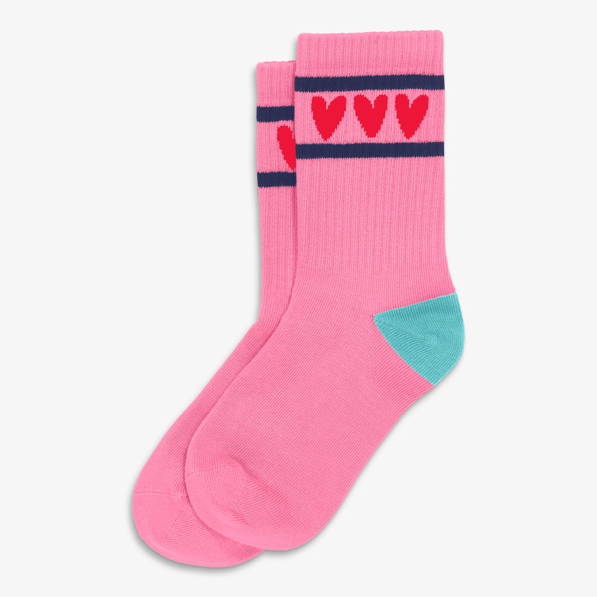 Clearance kids athletic socks with hearts in taffy-heart-ringer