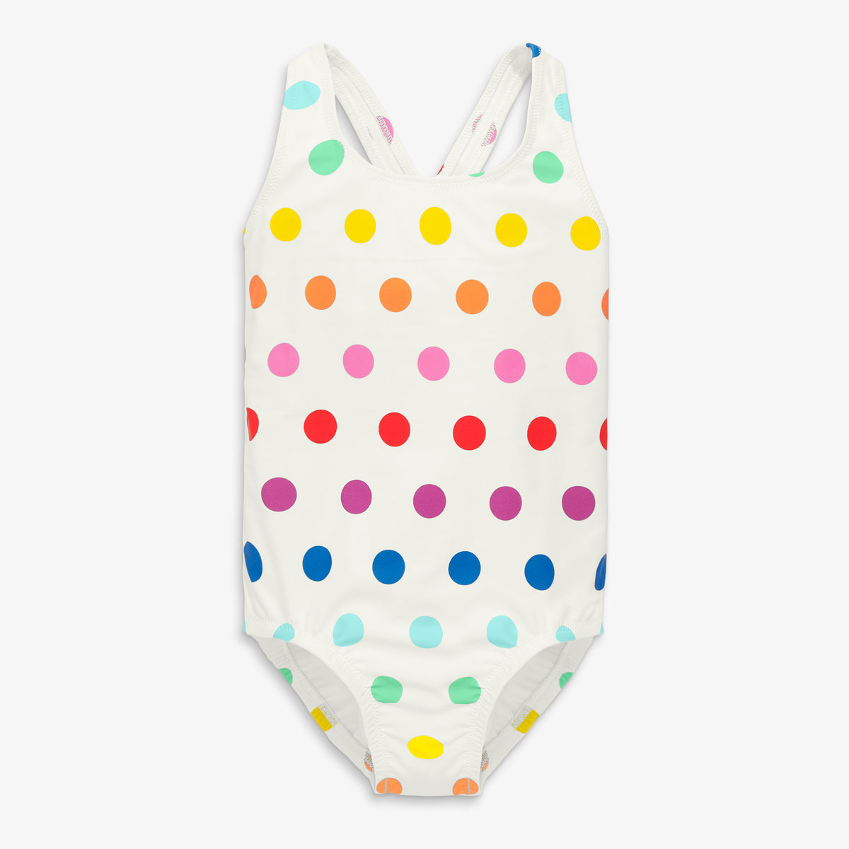 Clearance kids tank swimsuit in rainbow dot in ivory-rainbow-dot