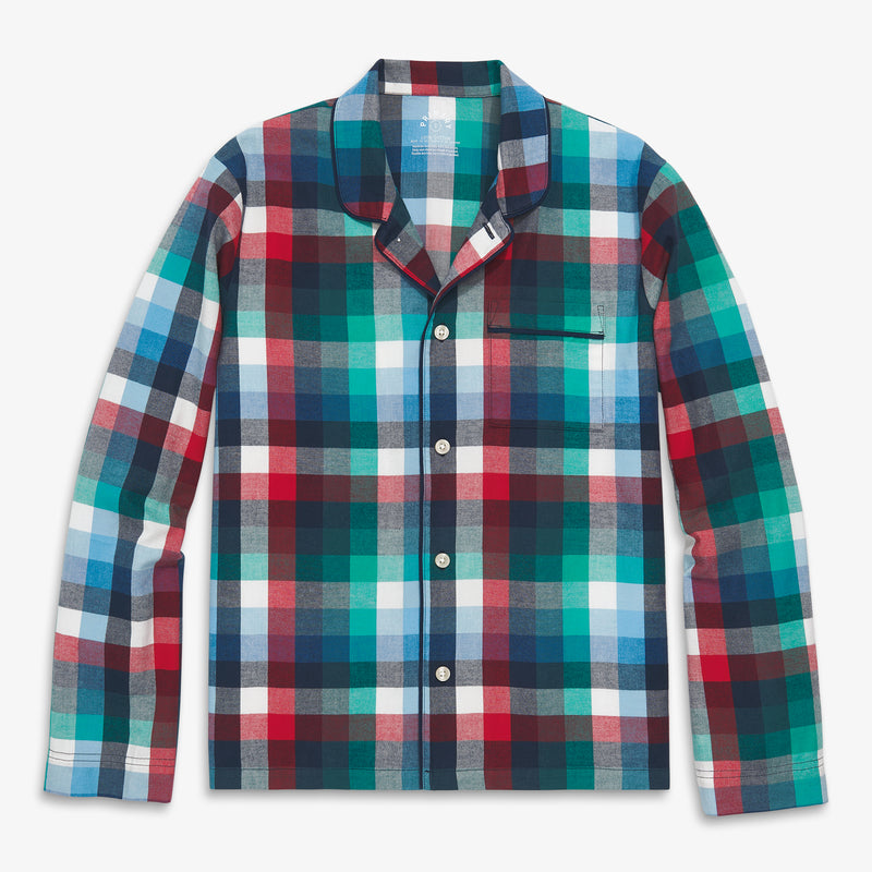 Unisex fit flannel PJ top in winter plaid